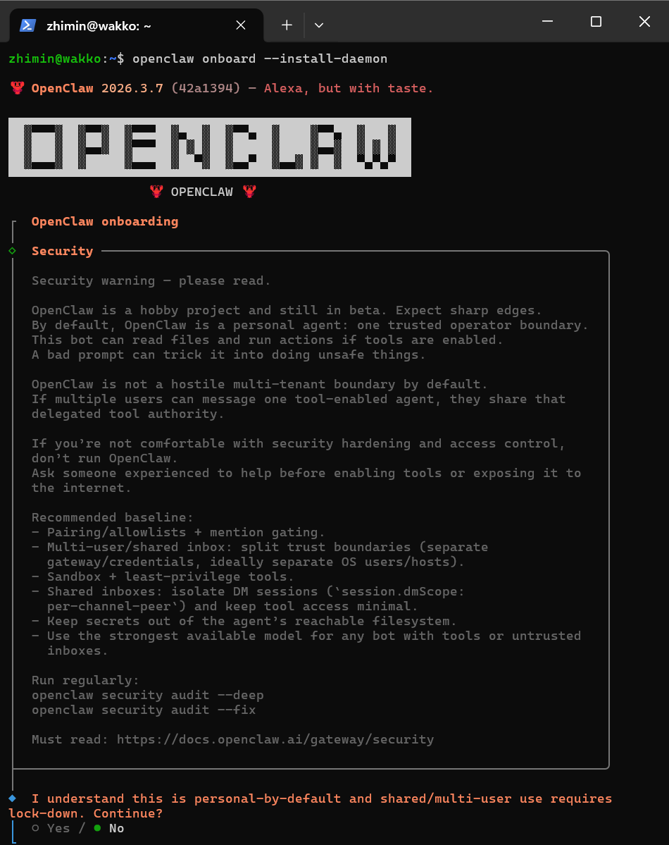 openclaw onboard 配置向导界面